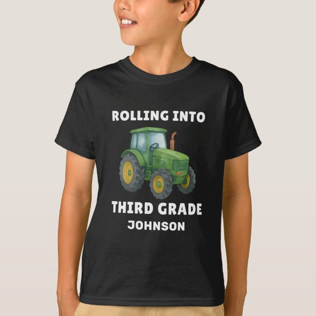Cute Third Grade Tractor Back to School  T-Shirt (Front)
