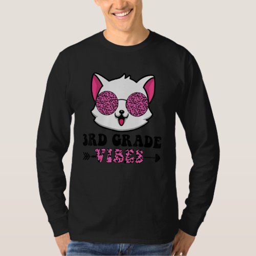 Cute Third Grade Vibes Cat With Sunglasses Back To T_Shirt