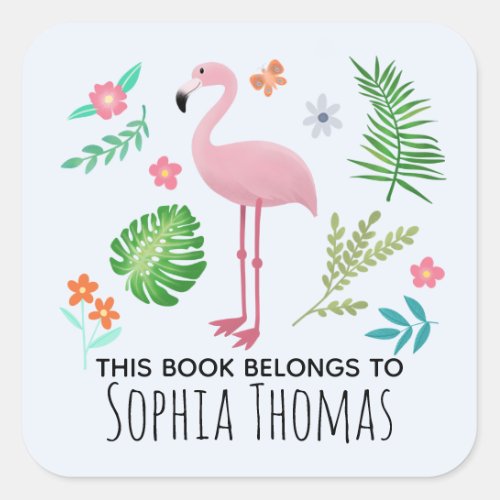 Cute This Book Belongs Flamingo Kids Bookplate