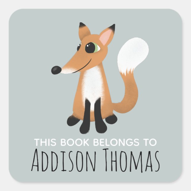 Cute 'This Book Belongs' Fox Kids Bookplate (Front)