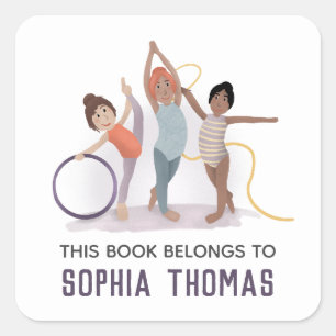 Cute 'This Book Belongs' Gymnastics Kids Bookplate
