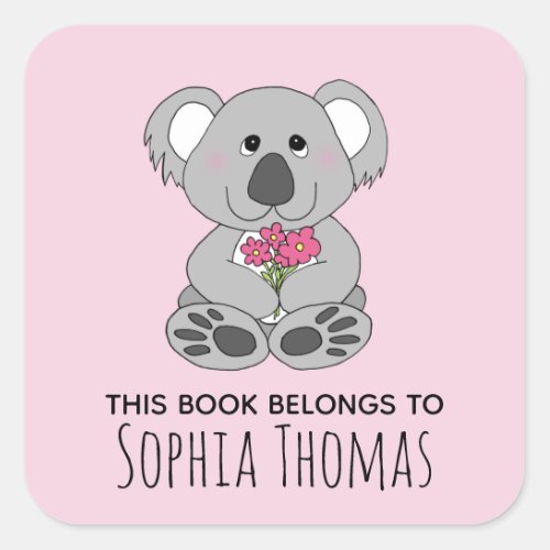 Cute This Book Belongs Koala Name Kids Bookplate