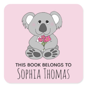 Cute 'This Book Belongs' Koala Name Kids Bookplate