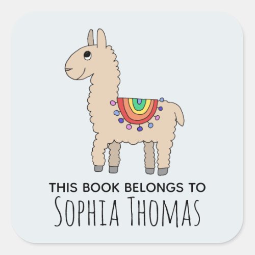 Cute This Book Belongs Llama Name Kids Bookplate