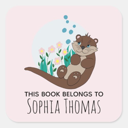 Cute This Book Belongs Otter Name Kids Bookplate