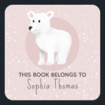 Cute 'This Book Belongs' Polar Bear Kids Bookplate<br><div class="desc">This beautiful kids bookplate 'this book belongs' sticker design features a unique winter polar bear illustration on a pink snowflake background. This lovely design also features a place for you to add your girl's name. The perfect winter-themed design for your little one's school supplies!</div>