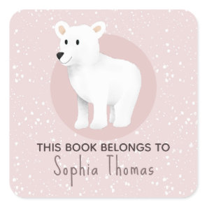 Cute 'This Book Belongs' Polar Bear Kids Bookplate