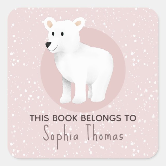 Cute 'This Book Belongs' Polar Bear Kids Bookplate (Front)