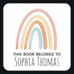 Cute 'This Book Belongs' Rainbow Kids Bookplate<br><div class="desc">This cute and modern set of kids' bookplate stickers features a watercolor boho rainbow in soft pink tones. This sweet boho design also features a place for you to add your girl's name. You are also welcome to edit the text 'this book belongs to..' The perfect rainbow-themed addition to your...</div>