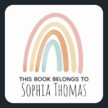 Cute 'This Book Belongs' Rainbow Kids Bookplate<br><div class="desc">This cute and modern set of kids' bookplate stickers features a watercolor boho rainbow in soft pink tones. This sweet boho design also features a place for you to add your girl's name. You are also welcome to edit the text 'this book belongs to..' The perfect rainbow-themed addition to your...</div>