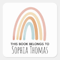Cute 'This Book Belongs' Rainbow Kids Bookplate