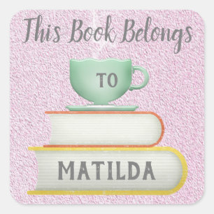 Cute This Book Belongs To Book Lovers Square Sticker