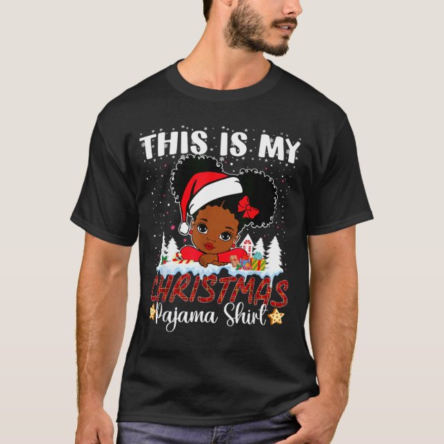 Cute This Is My Christmas Pajama Black African Ame T-Shirt (Front)