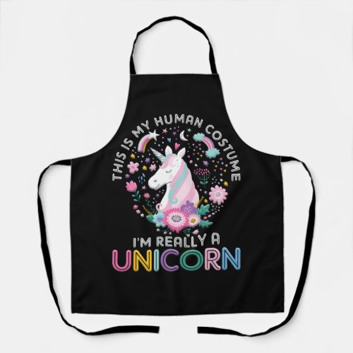 Cute This Is My Human Costume I_m Really A Unicorn Apron