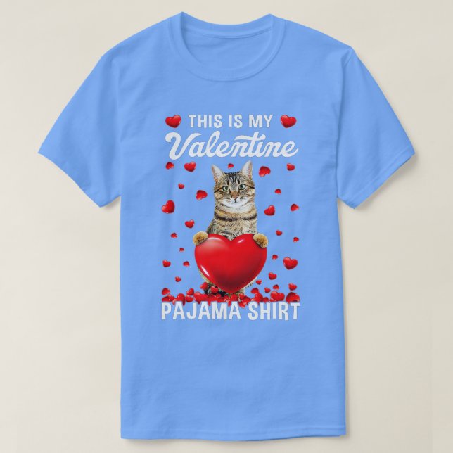 Cute This Is My Valentine Pajama Cat Kitten Cat Lo T-Shirt (Design Front)