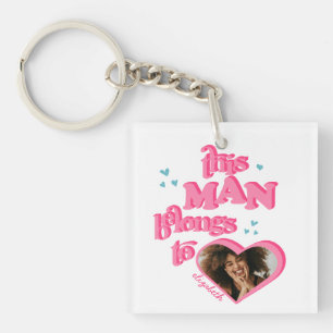 Cute This Man Belongs to GF Heart Photo T-Shirt Keychain