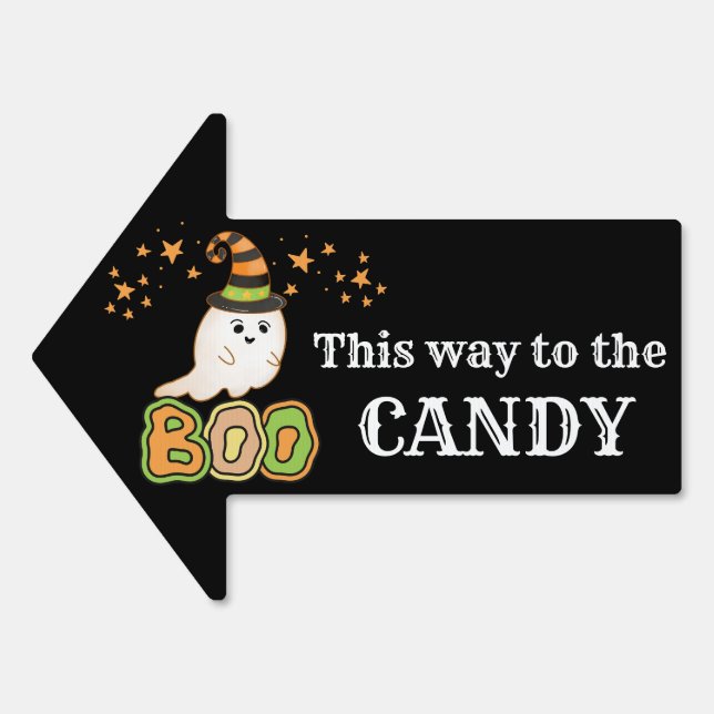 Cute This way to the CANDY  Halloween Ghost Sign (Front)