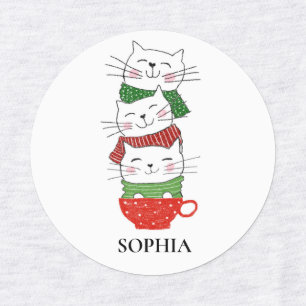 Cute Three Cats Stacked Cup Holiday Scarves Custom Kids' Labels