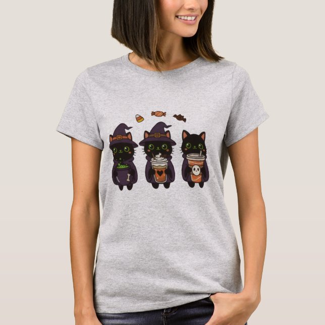 Cute Three Cats with Caps – Adorable Cat Lover  T-Shirt (Front)