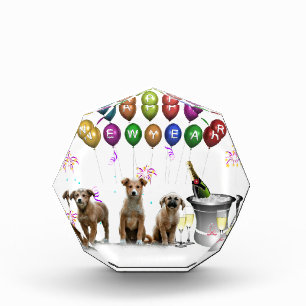 Cute Three Dogs Wishing Happy New Year 2016 Award