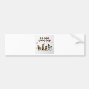 Cute Three Dogs Wishing Happy New Year 2016 Bumper Sticker