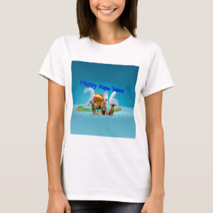 Cute Three Dogs Wishing Happy New Year 2016 T-Shirt
