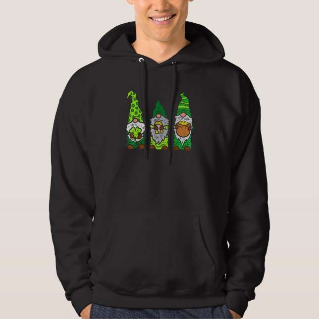 Cute Three Gnome Shamrocks Saint Patrick's Day Men Hoodie (Front)