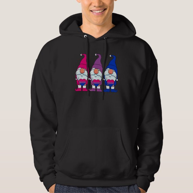 Cute Three Gnomes Bisexual Flag Bisexuality Pride  Hoodie (Front)