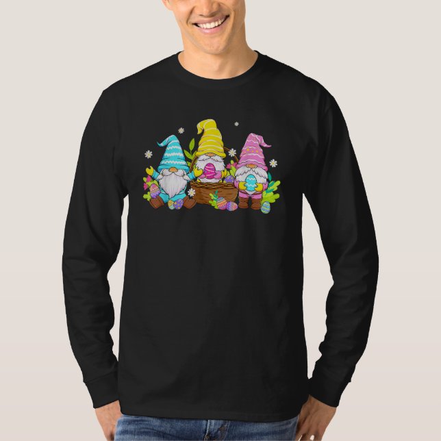 Cute Three Gnomes Easter Day Bunny Egg Spring Wome T-Shirt (Front)