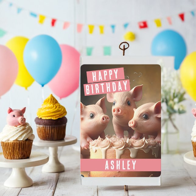 Cute Three Little Pigs Birthday Card (Creator Uploaded)