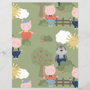 Cute Three Little Pigs Paper Sheet