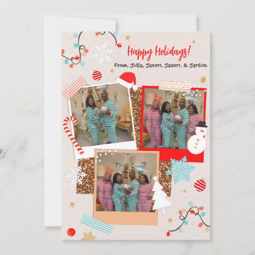 Cute Three Photo Holiday Card