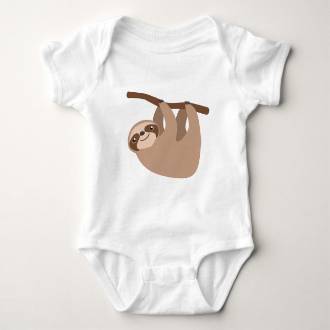 Cute Three-Toed Sloth Baby Bodysuit (Front)