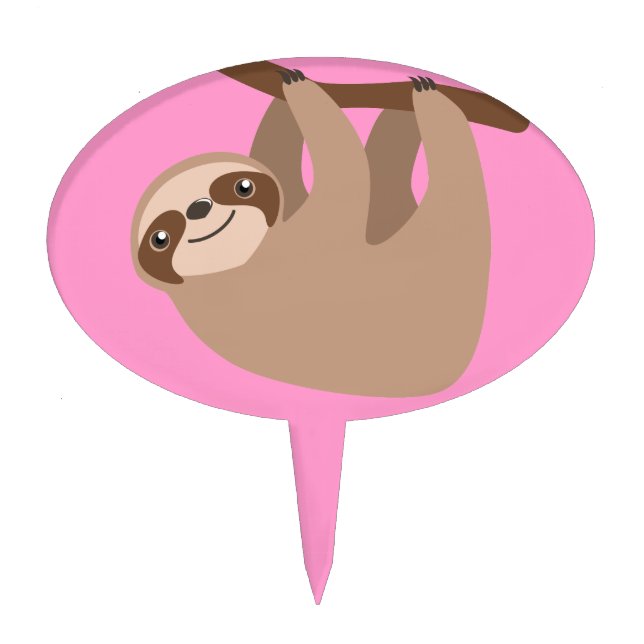 Cute Three-Toed Sloth Cake Topper (Front)