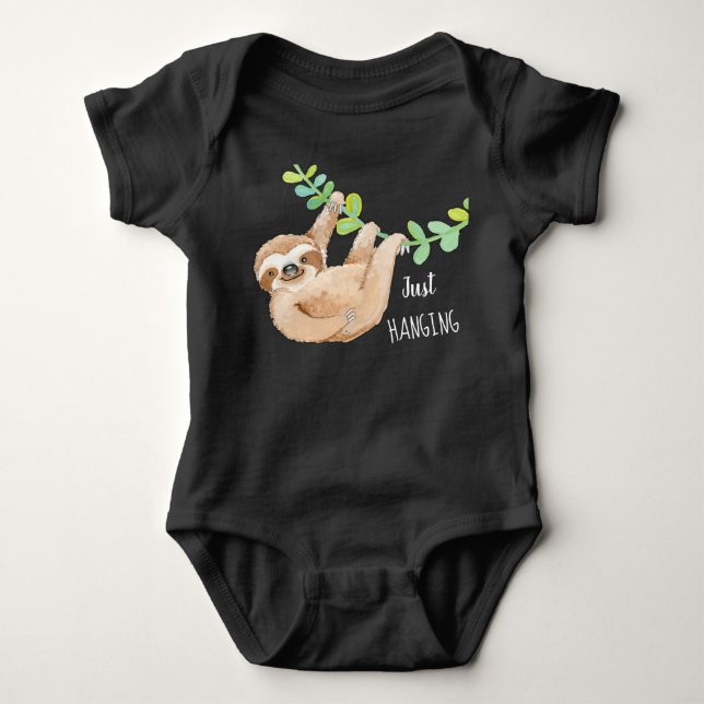 Cute Three Toed Sloth Custom Baby Jumper Baby Bodysuit (Front)