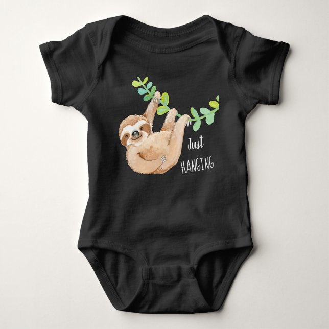 Cute Three Toed Sloth Custom Baby Jumper Bodysuit (Front)
