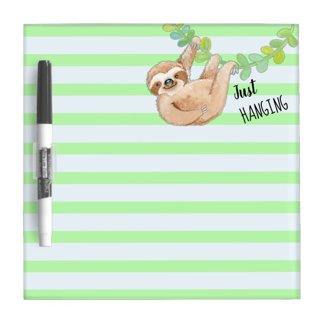 Cute Three Toed Sloth Jungle Dry Erase Board (Front)