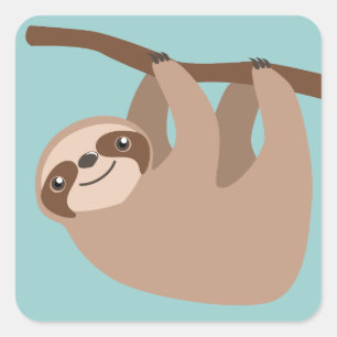 Cute Three-Toed Sloth Square Sticker