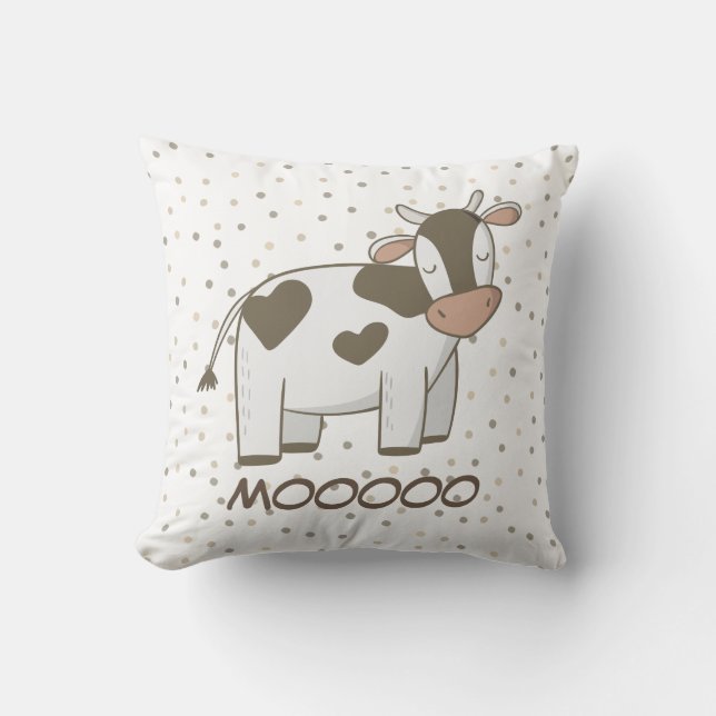 Cute Throw Pillow Nursery Decor Kids Pillow Cow (Front)