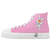 Cute Thumbs Up Bunny With big Orange Nose High-Top Sneakers (Left Shoe Outside)