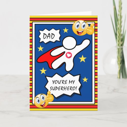 Cute Thumbs Up Dad Youre My Superhero Fathers Day Holiday Card