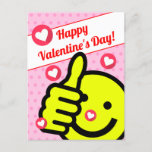 ⭐️ Cute Thumbs Up Smile Face Pink Valentines Day  Postcard