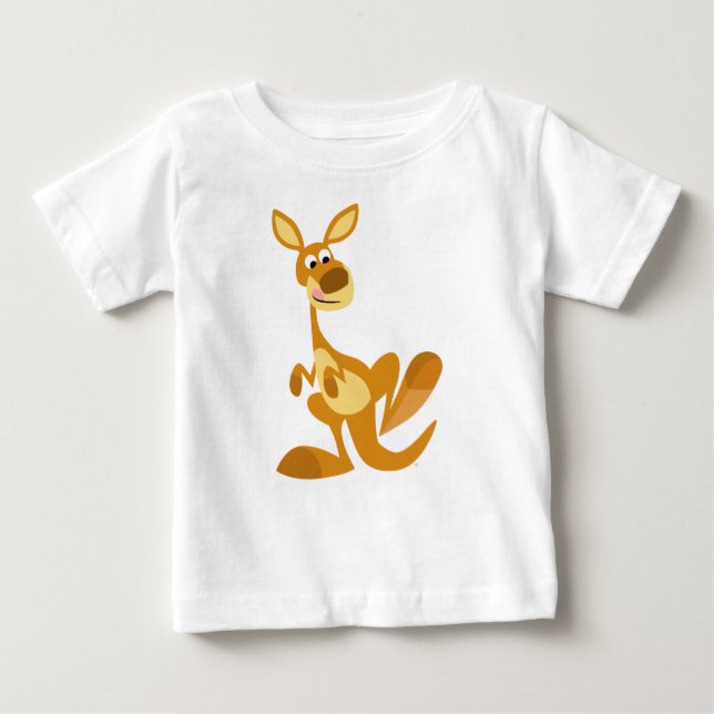 Cute Thumping Cartoon Kangaroo Baby T-Shirt (Front)
