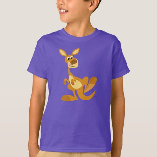 Cute Thumping Cartoon Kangaroo Children T_Shirt
