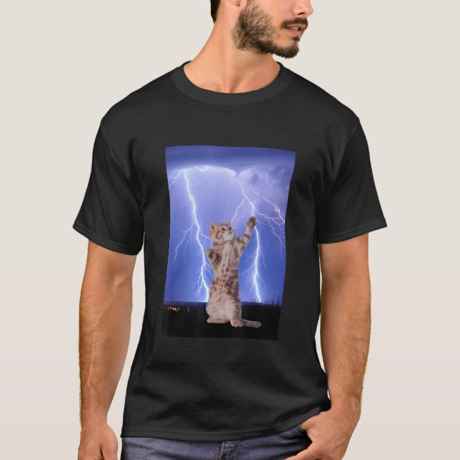 Cute Thunder Cat Design T-Shirt (Front)