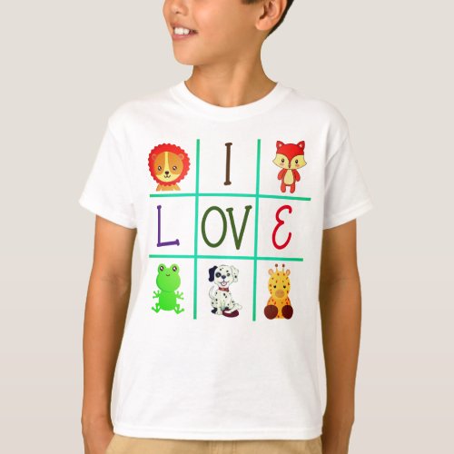 Cute tic tac toe animals personalized  T_Shirt