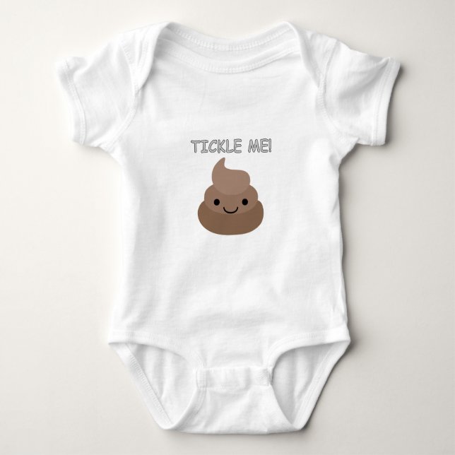 Cute Tickle Me Poop Emoji Baby Bodysuit (Front)