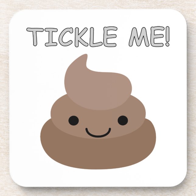 Cute Tickle Me Poop Emoji Beverage Coaster (Front)