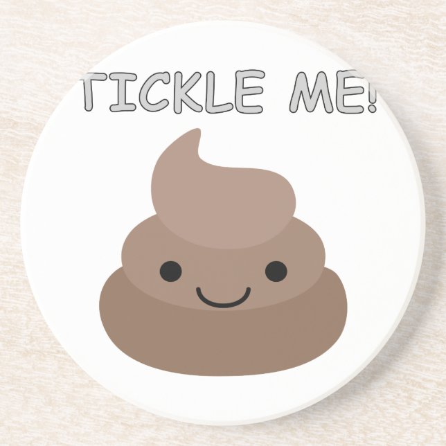 Cute Tickle Me Poop Emoji Drink Coaster (Front)