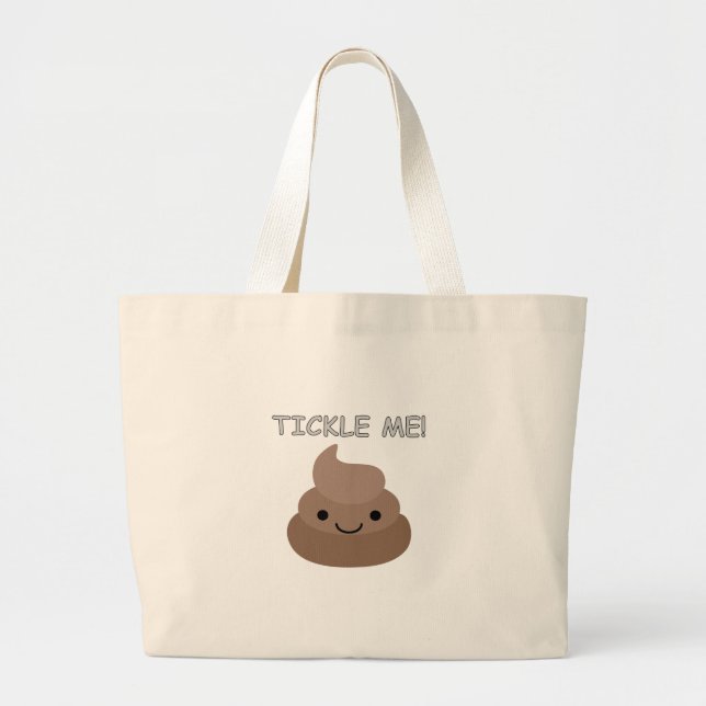 Cute Tickle Me Poop Emoji Large Tote Bag (Front)